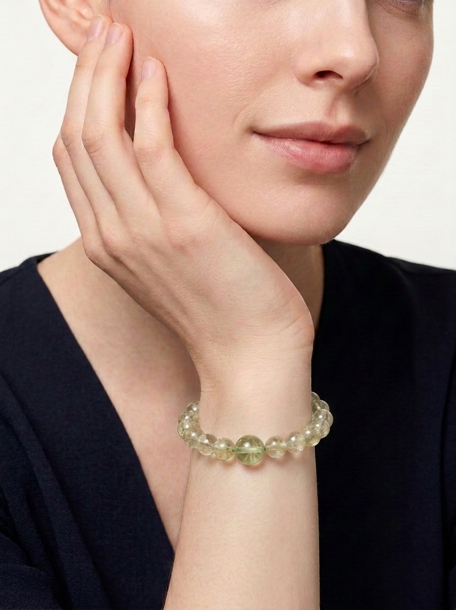 Wood Forest Breath Crystal Bracelet with Light Green Crystal