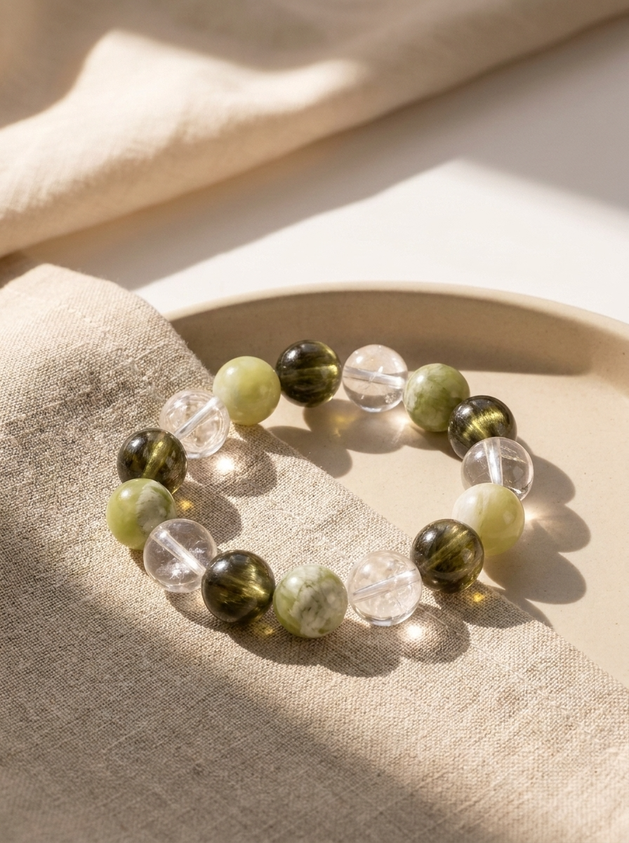 Wood Meadow Glow Crystal Bracelet with Green Crystal & Deep Green Crystal
