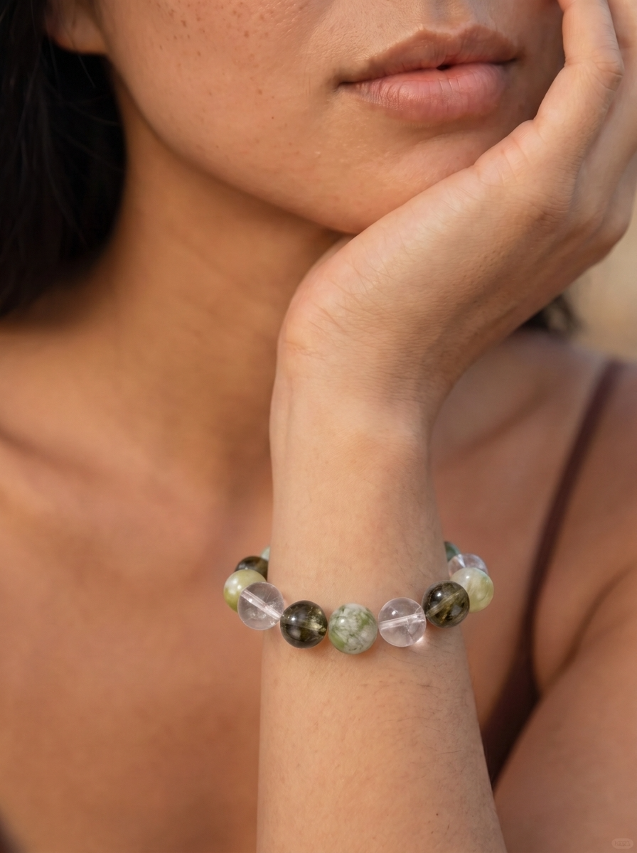Wood Meadow Glow Crystal Bracelet with Green Crystal & Deep Green Crystal