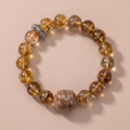 Autumn Golden Calm Crystal Bracelet with Layered Phantom Quartz & Yellow Tower Crystal