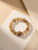 Autumn Golden Calm Crystal Bracelet with Layered Phantom Quartz & Yellow Tower Crystal