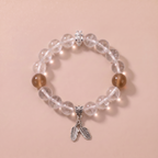Zodiac Rooster Frost Feather Bracelet with White Feather Quartz & Moonstone