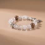 Zodiac Rooster Frost Feather Bracelet with White Feather Quartz & Moonstone
