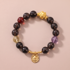 Zodiac Ox Grounding Bracelet with Smoky Quartz, Amethyst, Garnet & Lemon Quartz