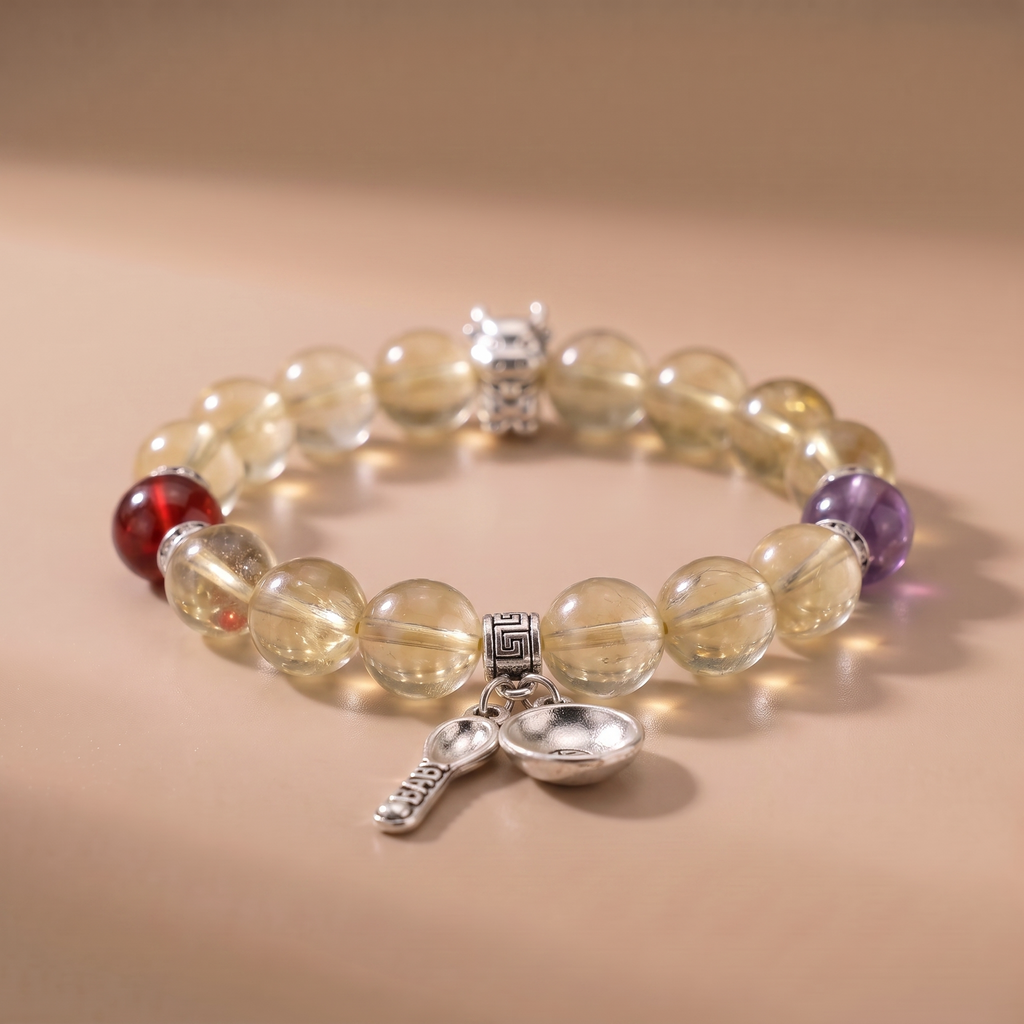 Zodiac Ox Golden Harvest Bracelet with Lemon Quartz, Garnet & Amethyst