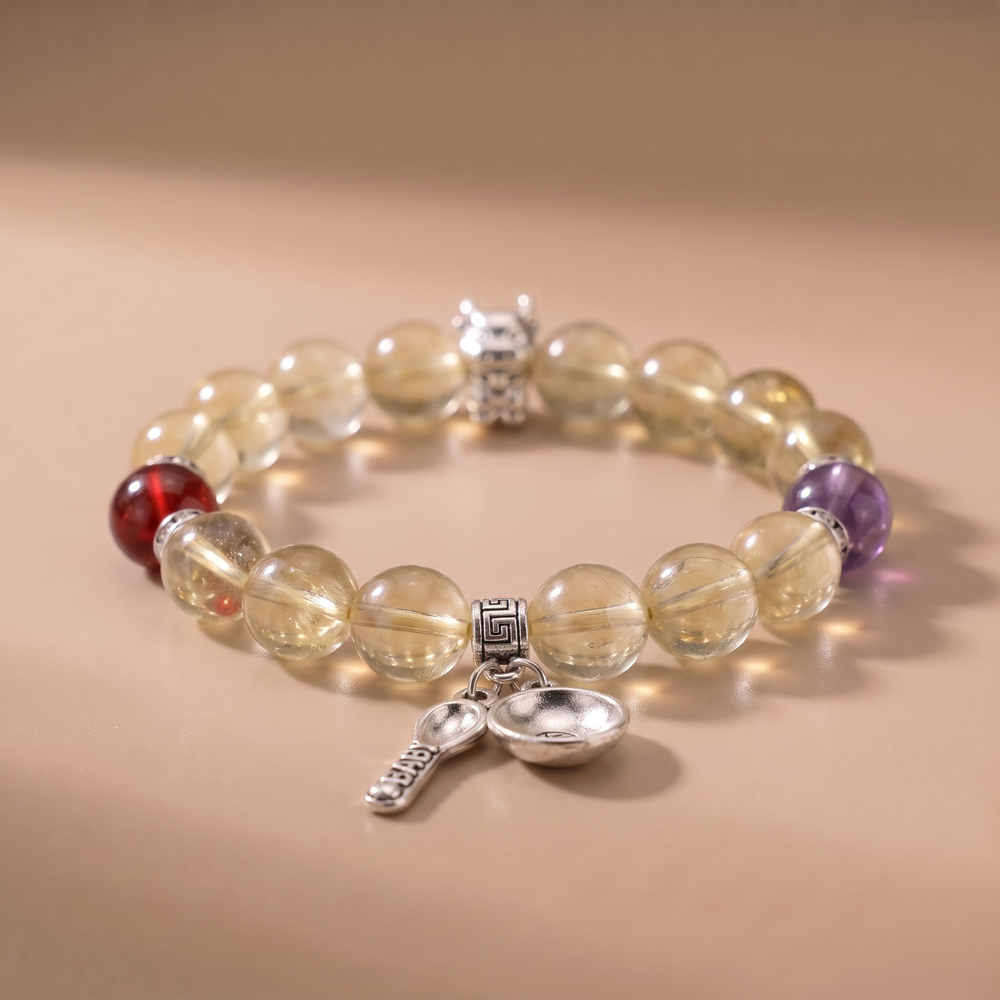 Zodiac Ox Golden Harvest Bracelet with Lemon Quartz, Garnet & Amethyst