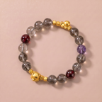 Zodiac Dog Loyal Glow Bracelet with Smoky Quartz, Amethyst & Garnet