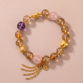 Zodiac Dragon Golden Radiance Bracelet with Yellow Tower Crystal, Amethyst & Rose Quartz