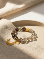 Earth Lotus Step Crystal Bracelet with Smoky Quartz, Yellow Tower Crystal & Lemon Quartz