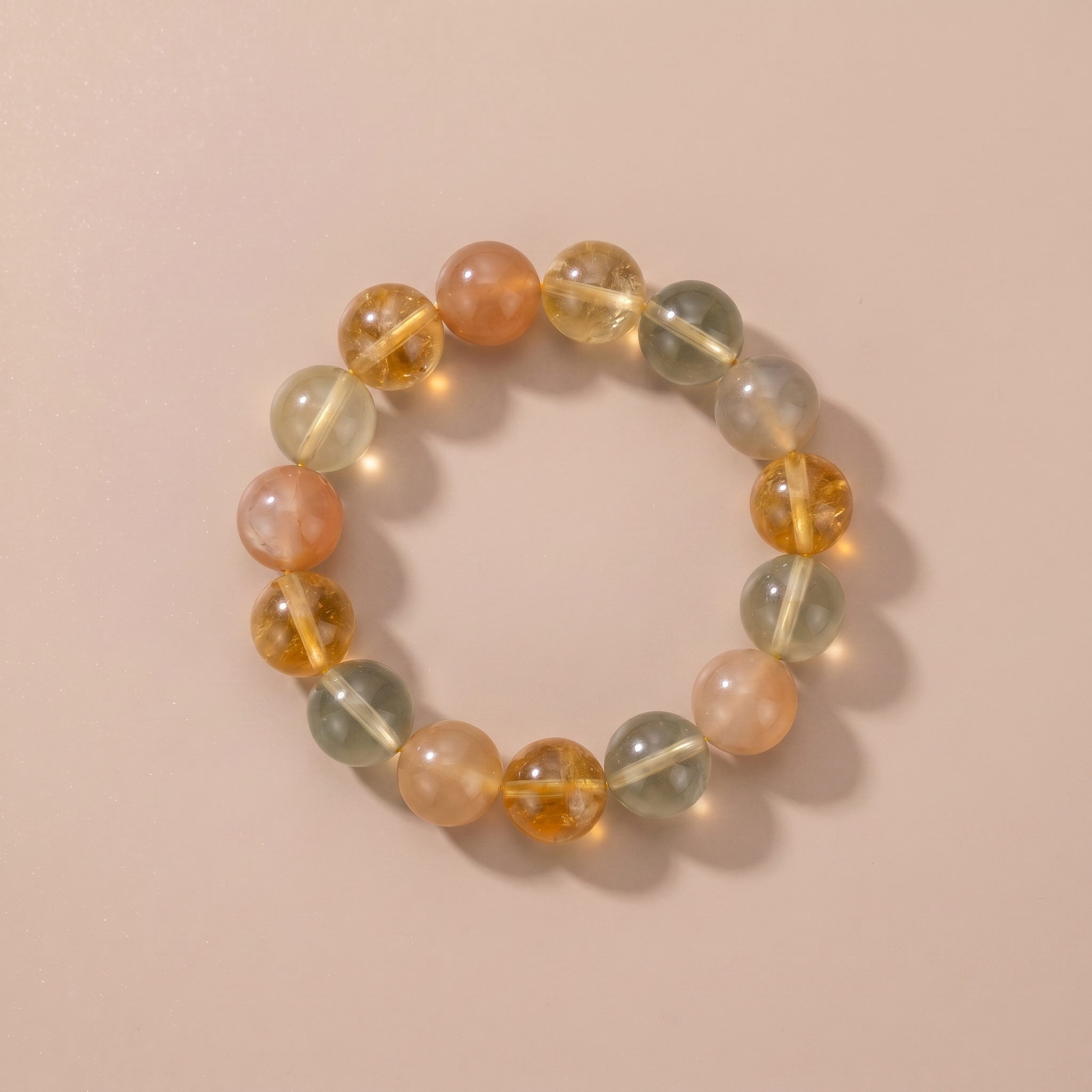 Earth Treasure Bowl Crystal Bracelet with Lemon Quartz, Yellow Tower Crystal & Moonstone