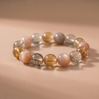 Earth Treasure Bowl Crystal Bracelet with Lemon Quartz, Yellow Tower Crystal & Moonstone