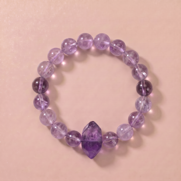 Twin Endless Mist Heart Bracelet with Lavender Amethyst