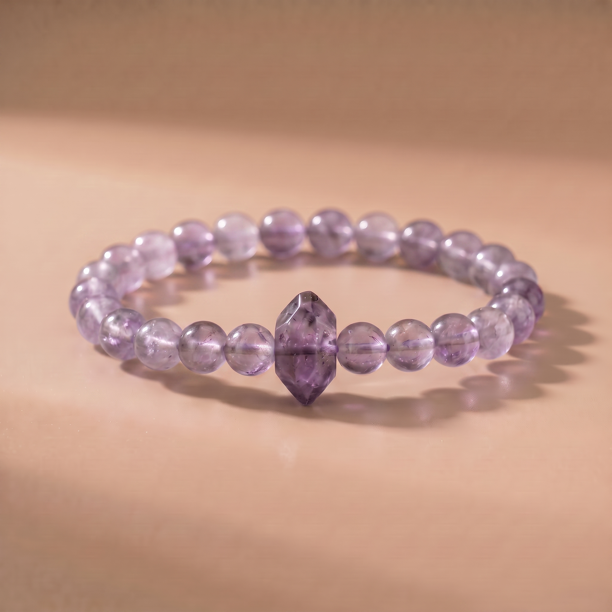 Twin Endless Mist Heart Bracelet with Lavender Amethyst