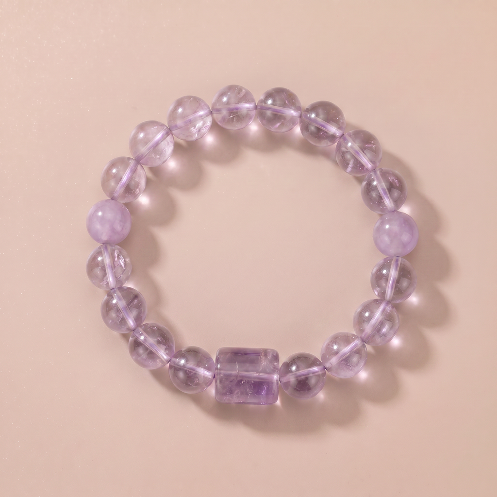 Twin Endless Night Wisdom Bracelet with Amethyst & Lavender Amethyst