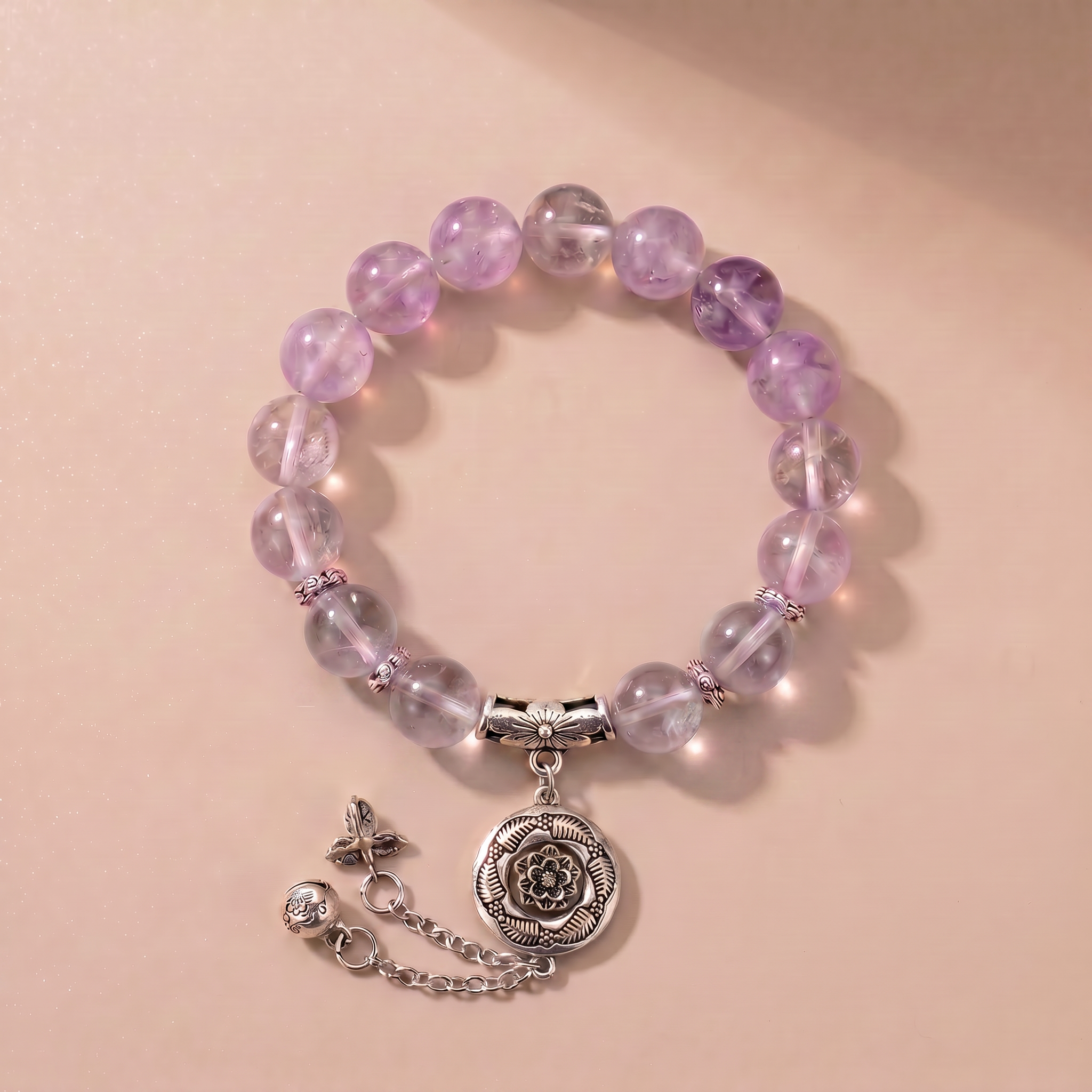 Fire Violet Flame Crystal Bracelet with Amethyst