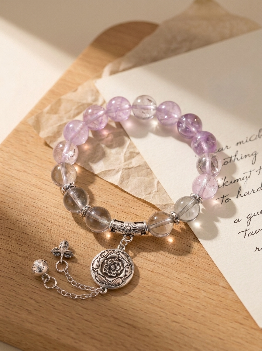 Fire Violet Flame Crystal Bracelet with Amethyst