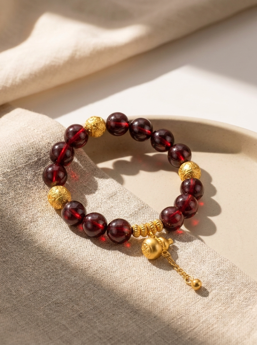Fire Crimson Momentum Crystal Bracelet with Garnet