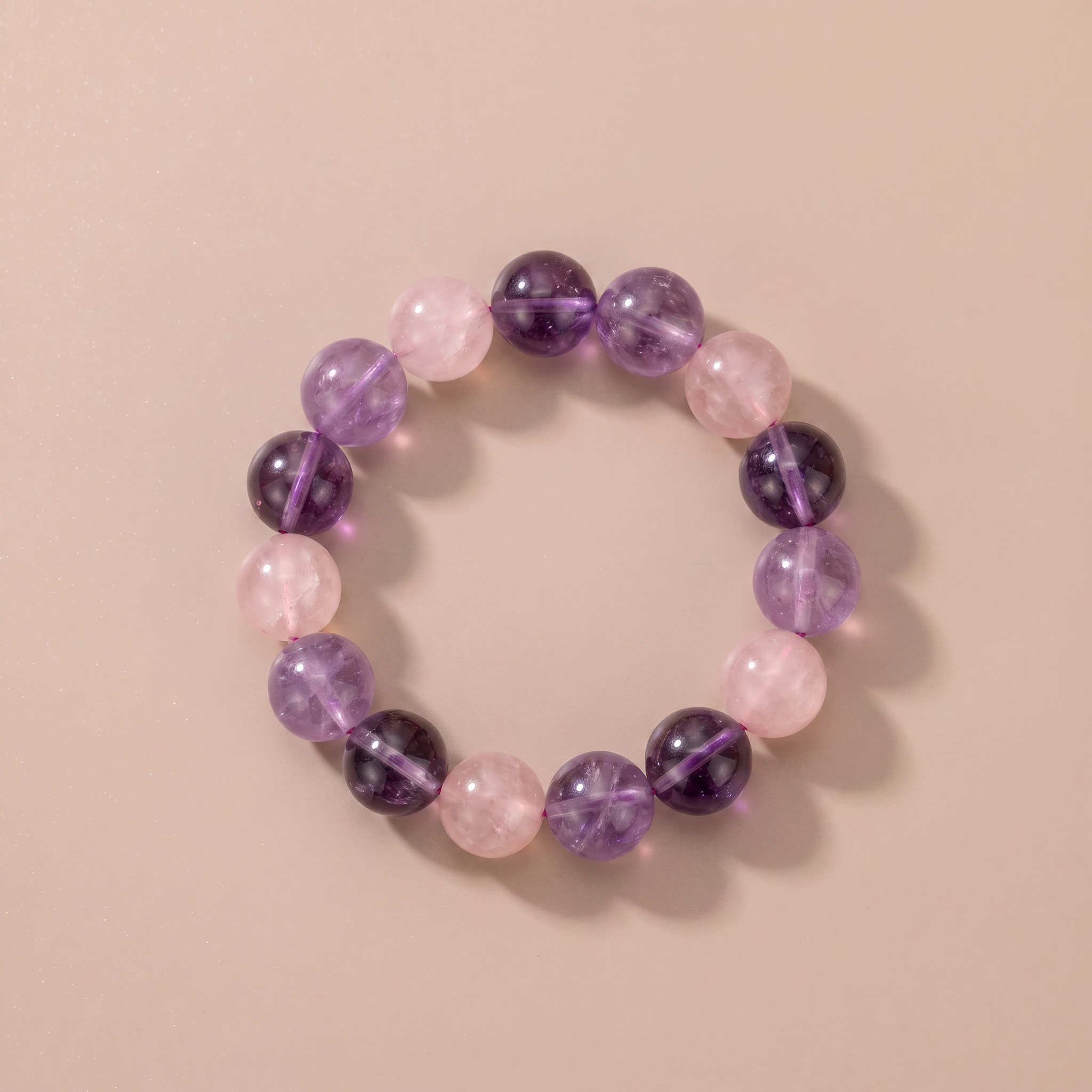 Fire Violet Heart Crystal Bracelet with Amethyst, Rose Quartz & Lavender Amethyst