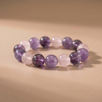 Fire Violet Heart Crystal Bracelet with Amethyst, Rose Quartz & Lavender Amethyst