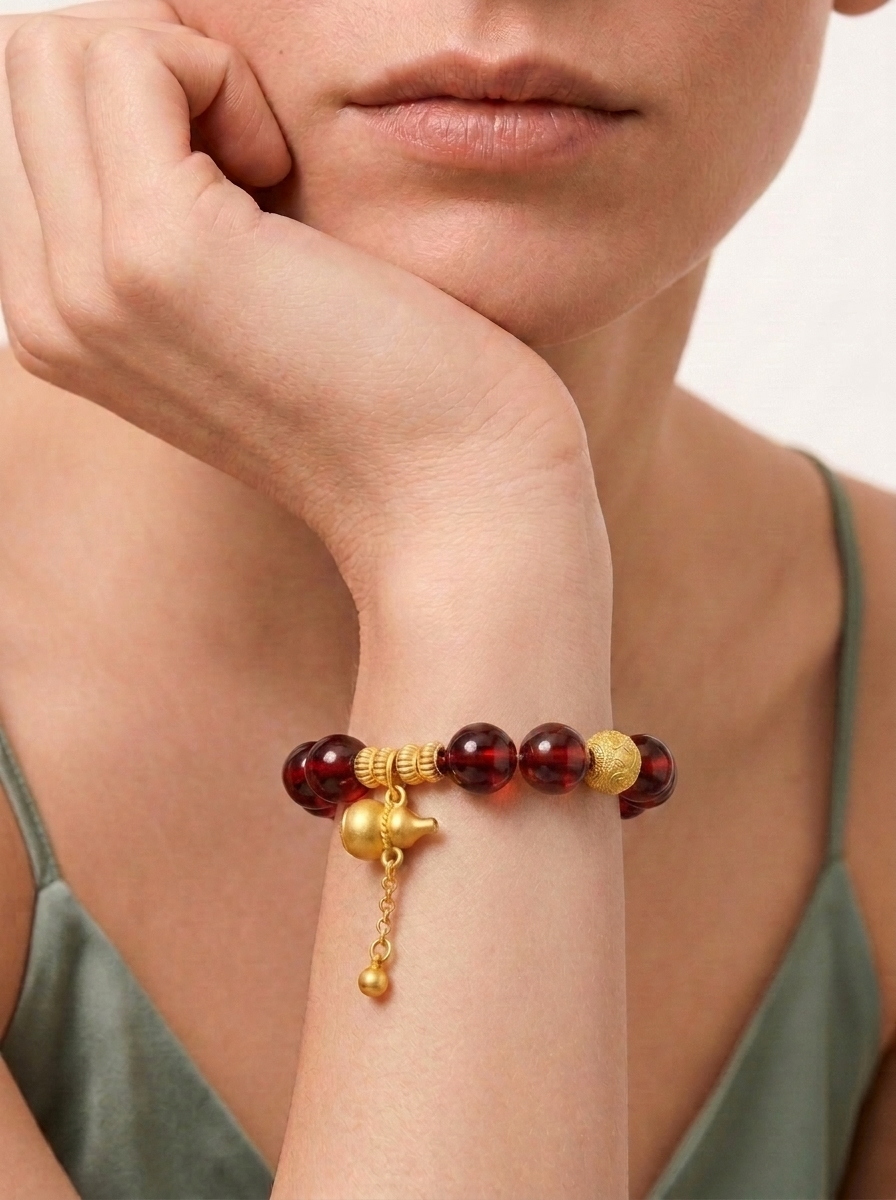 Fire Crimson Momentum Crystal Bracelet with Garnet