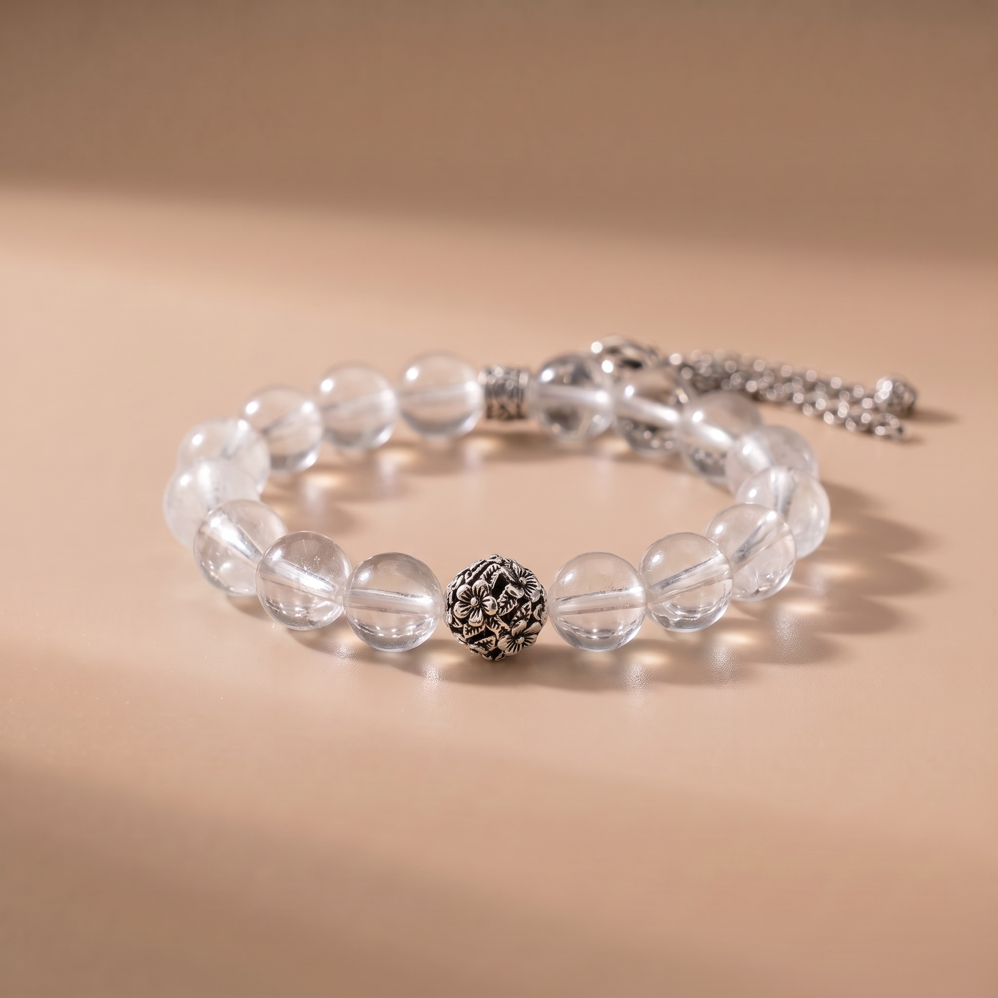 Metal Clear Voice Crystal Bracelet with Clear Quartz & Snowflake Phantom Quartz