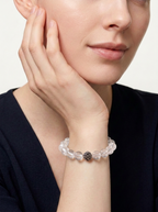 Metal Clear Voice Crystal Bracelet with Clear Quartz & Snowflake Phantom Quartz