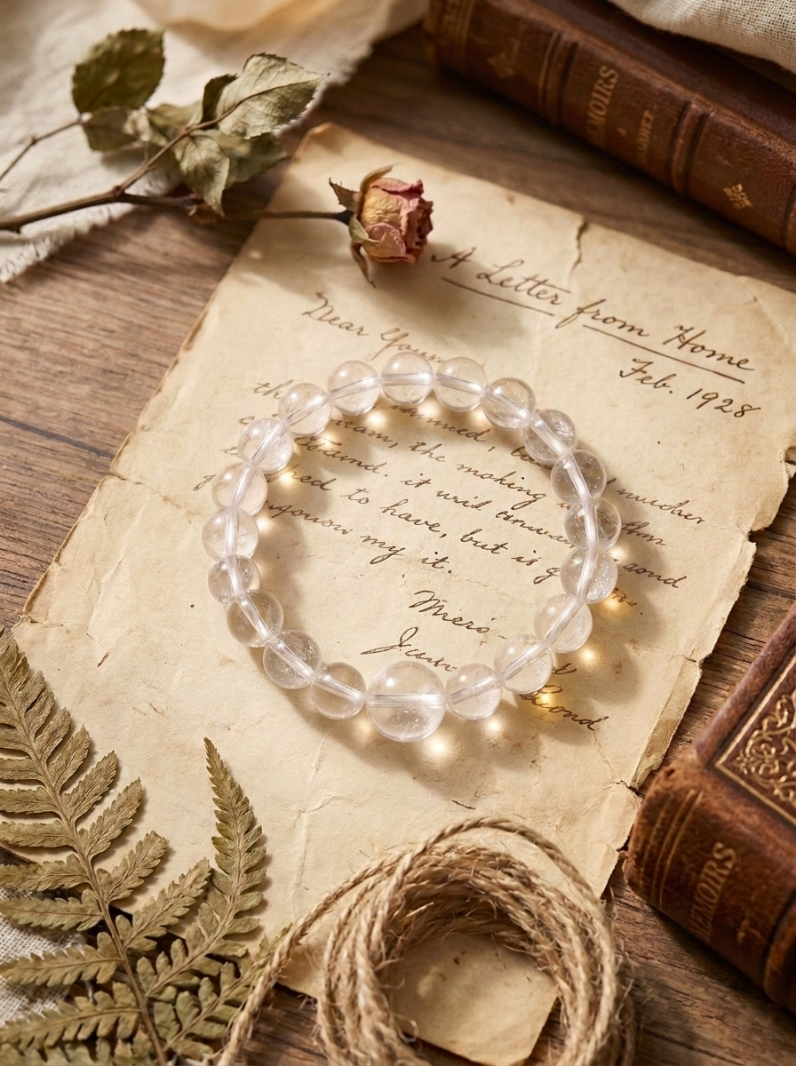 Metal Quiet Essence Crystal Bracelet with White Phantom Quartz