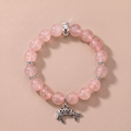 Zodiac Horse Peach Cloud Bracelet with Rose Quartz, Clear Quartz & Green Crystal