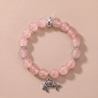 Zodiac Horse Peach Cloud Bracelet with Rose Quartz, Clear Quartz & Green Crystal