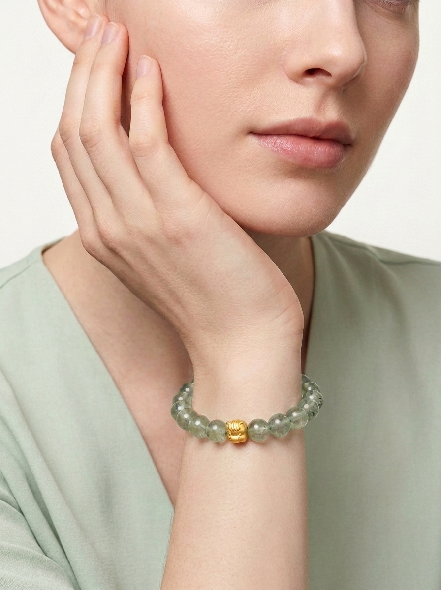 Zodiac Horse Green Ascent Bracelet with Light Green Crystal & Clear Quartz