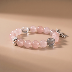Zodiac Horse Peach Cloud Bracelet with Rose Quartz, Clear Quartz & Green Crystal