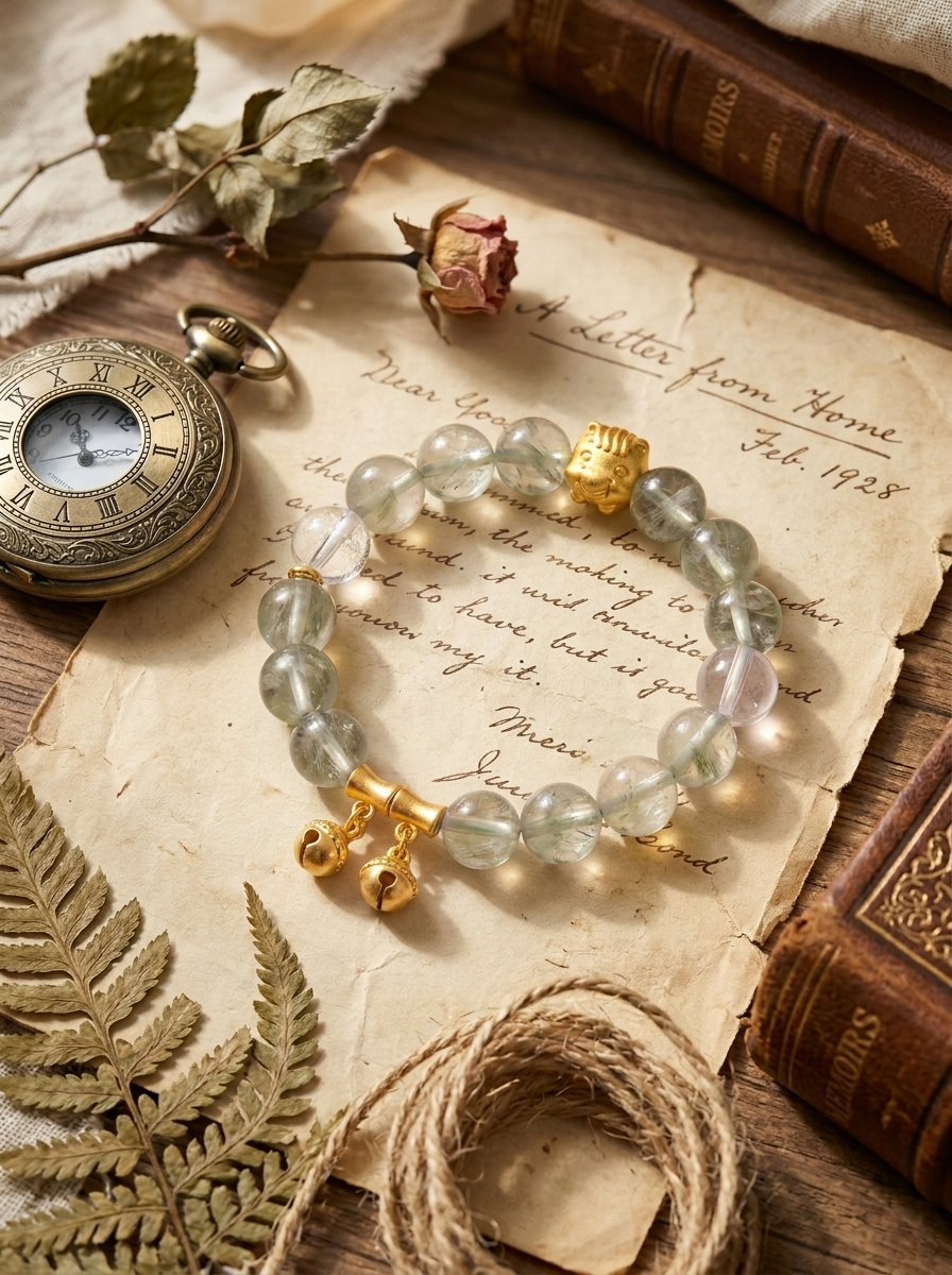 Zodiac Horse Green Ascent Bracelet with Light Green Crystal & Clear Quartz