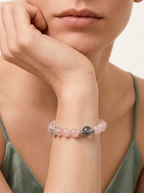 Zodiac Horse Peach Cloud Bracelet with Rose Quartz, Clear Quartz & Green Crystal