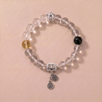 Zodiac Monkey Clear Breeze Bracelet with Clear Quartz, Lemon Quartz & Silver Obsidian