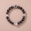 Twin Balance Dark Guard Bracelet with Silver Obsidian & White Phantom Quartz