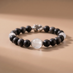 Twin Balance Dark Guard Bracelet with Silver Obsidian & White Phantom Quartz