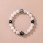 Twin Balance Jade Calm Bracelet with White Phantom Quartz & Silver Obsidian