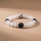 Twin Balance Jade Calm Bracelet with White Phantom Quartz & Silver Obsidian