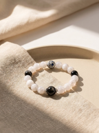 Twin Balance Jade Calm Bracelet with White Phantom Quartz & Silver Obsidian