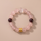 Twin Longlight Soft Heart Bracelet with Rose Quartz & Garnet