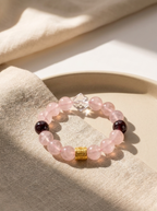 Twin Longlight Soft Heart Bracelet with Rose Quartz & Garnet