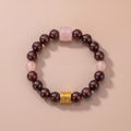 Twin Longlight Crimson Path Bracelet with Garnet & Rose Quartz