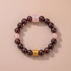 Twin Longlight Crimson Path Bracelet with Garnet & Rose Quartz