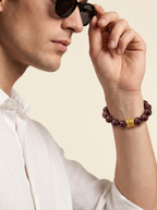 Twin Longlight Crimson Path Bracelet with Garnet & Rose Quartz