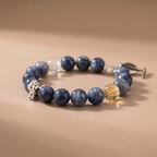 Zodiac Pig Star Wisdom Bracelet with Blue Crystal, Clear Quartz & Yellow Tower Crystal