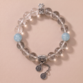 Zodiac Rabbit Green Path Bracelet with Green Crystal & Aquamarine