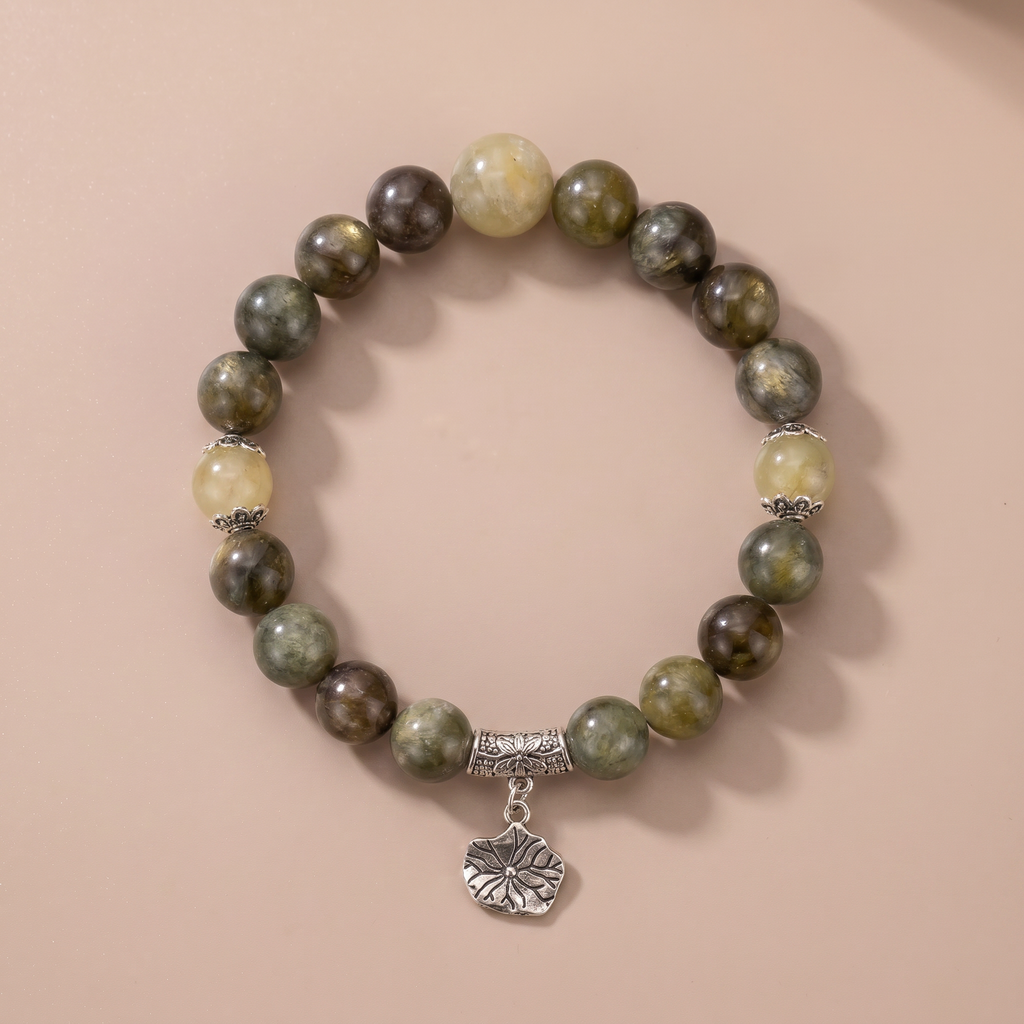Twin Resonance Forest Depth Bracelet with Deep Green Crystal