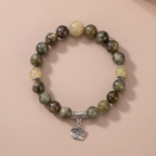 Twin Resonance Forest Depth Bracelet with Deep Green Crystal