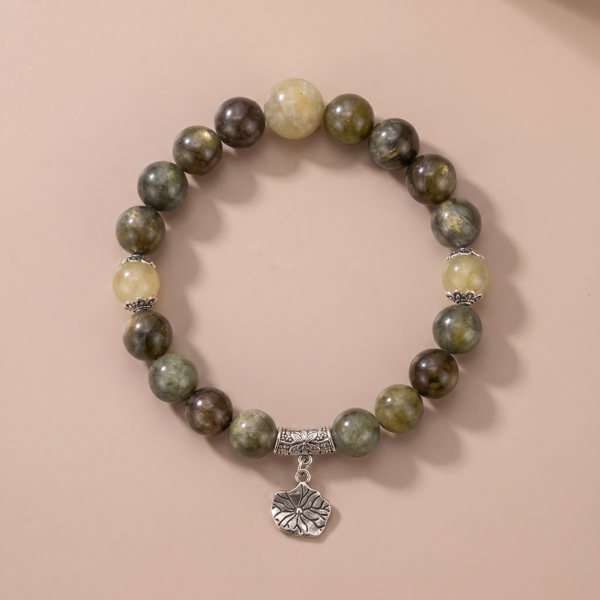 Twin Resonance Forest Depth Bracelet with Deep Green Crystal