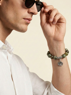 Twin Resonance Forest Depth Bracelet with Deep Green Crystal